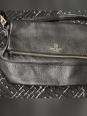 kate spade Black Pebbled Leather Crossbody with Gold Hardware